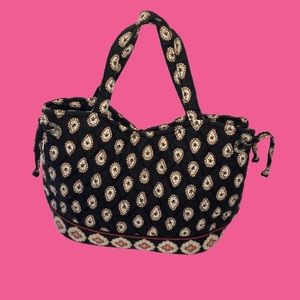 Vera Bradley Retired Classic Black Sherry Hand Bag Purse Black White Paisley